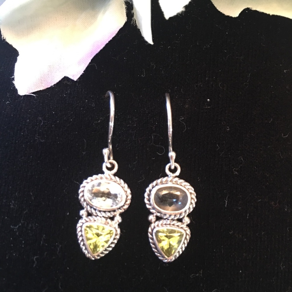 Blue topaz and peridot earrings